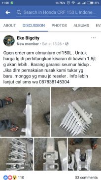 Part After Market Untuk Honda CRF150L